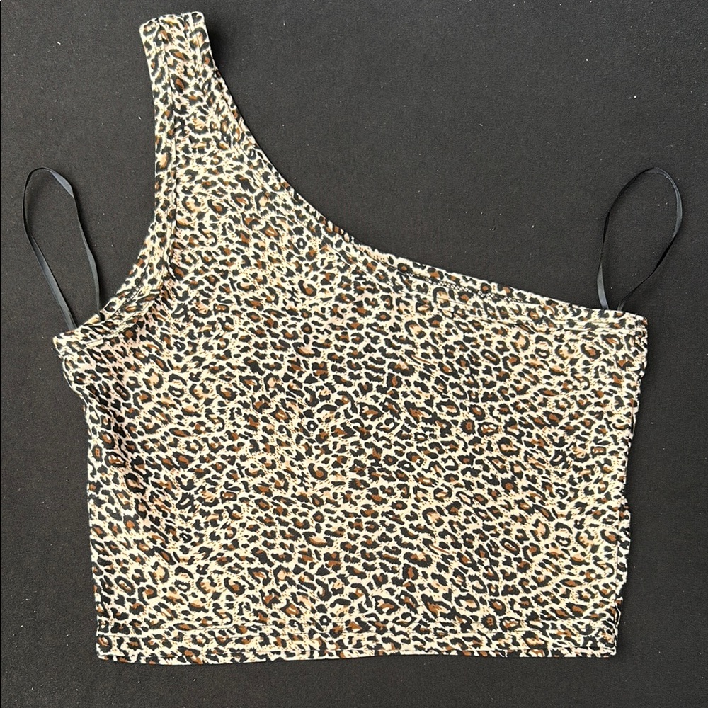 Leopard Print One-Shoulder Women's Top
